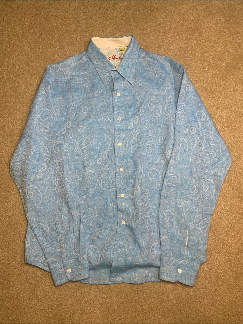 Robert Graham Light Blue Paisley Button-Down Shirt Jacket